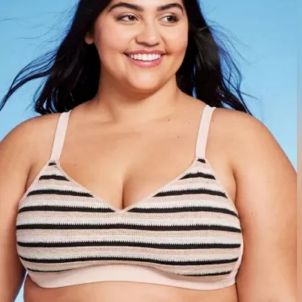 Women's Striped Crochet Bikini Top Wild Fable X(14)